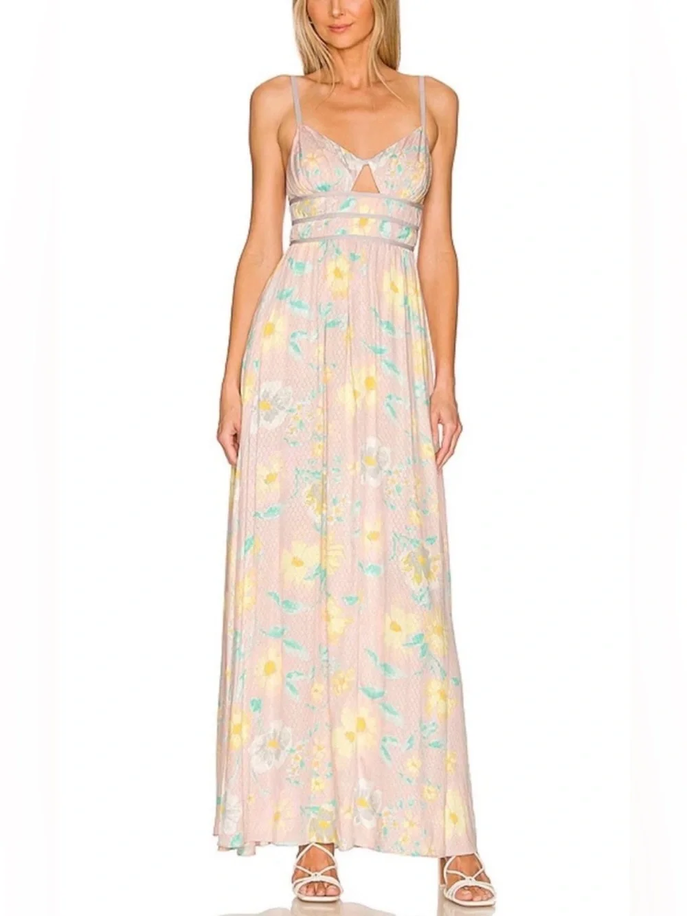 Free People Wisteria Maxi Dress Floral Open Back Keyhole NWT Size M - Picture 3 of 12